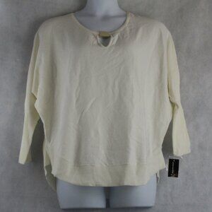 INC International Concepts Plus Size Keyhole-Neck Sweater, Washed White